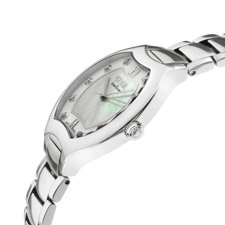 Gevril,Lugano 38mm,38mm,Stainless Steel,White,Quartz,Sapphire,Tonneau,11041B