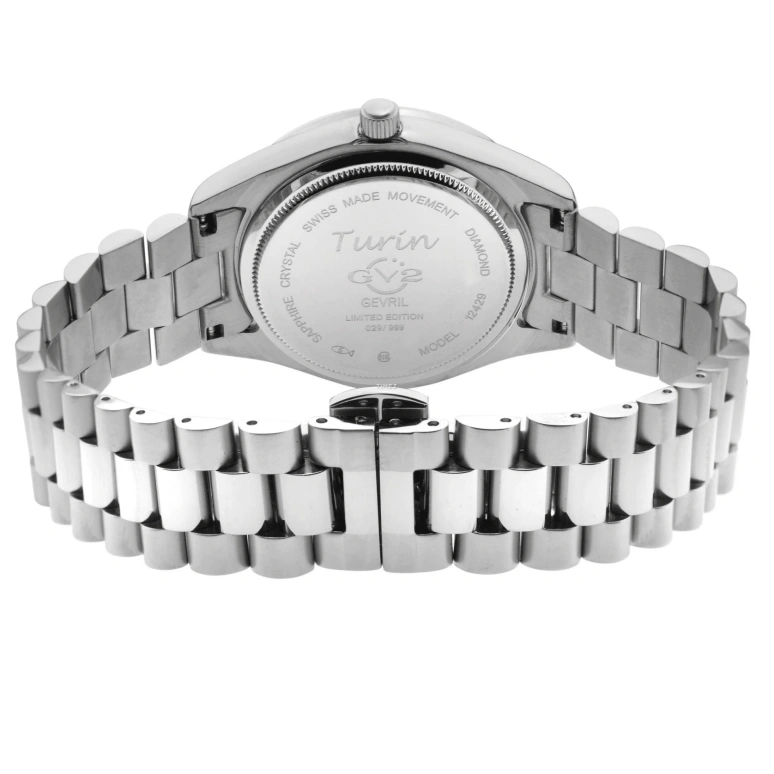 Gevril,Turin 36mm,36mm,Stainless Steel,Blue,Quartz,Day,Sapphire,12429B