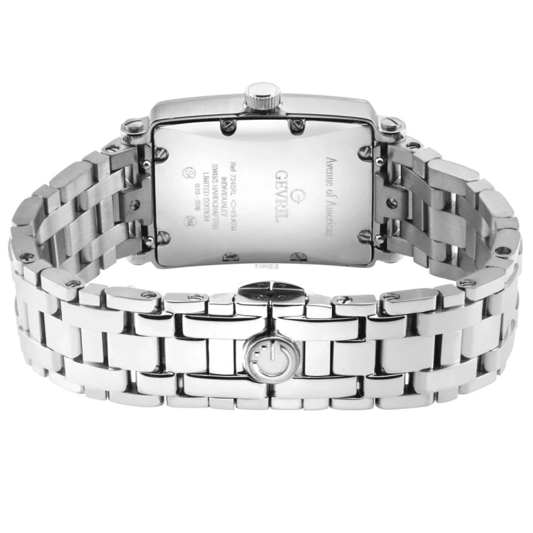 Gevril,Avenue of Americas 33x25mm,33x25mm,Stainless Steel,Pink,Quartz,Day,Sapphire,Crystal Glass,7245RLB