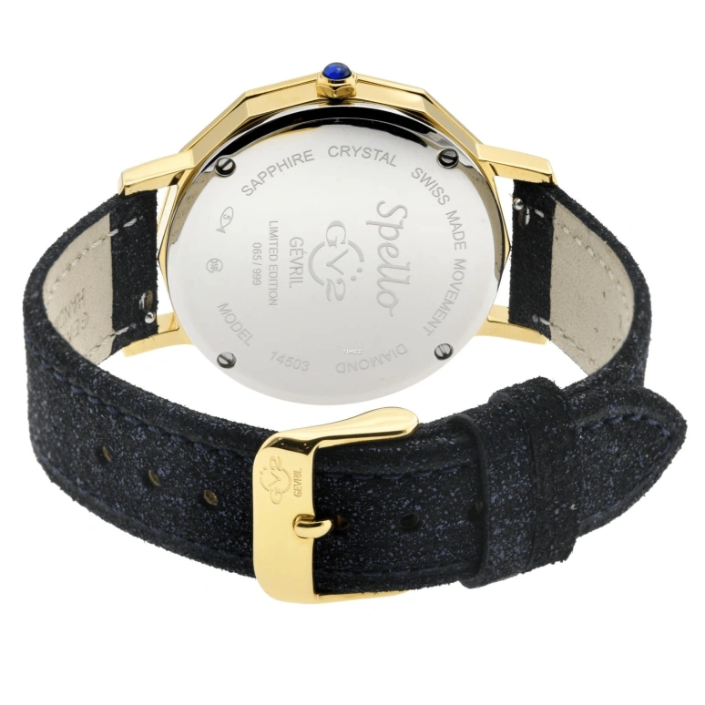 Gevril,Spello 38mm,38mm,Stainless Steel,Blue,Quartz,Sapphire,Round,14503