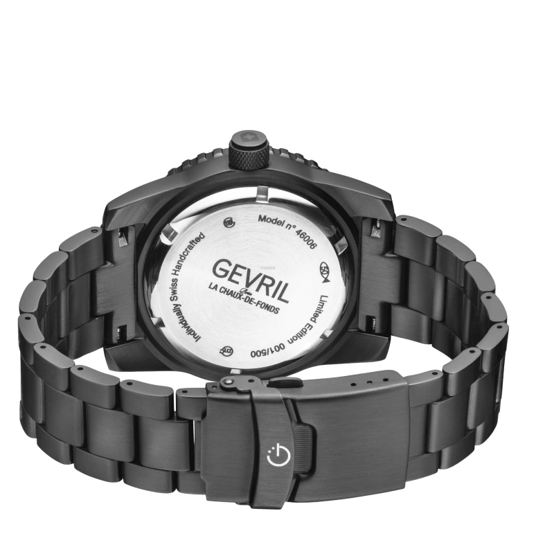 Gevril,Canal Street 45mm,45mm,Stainless Steel,Black,Automatic,Day,38hours,46006,46006.10