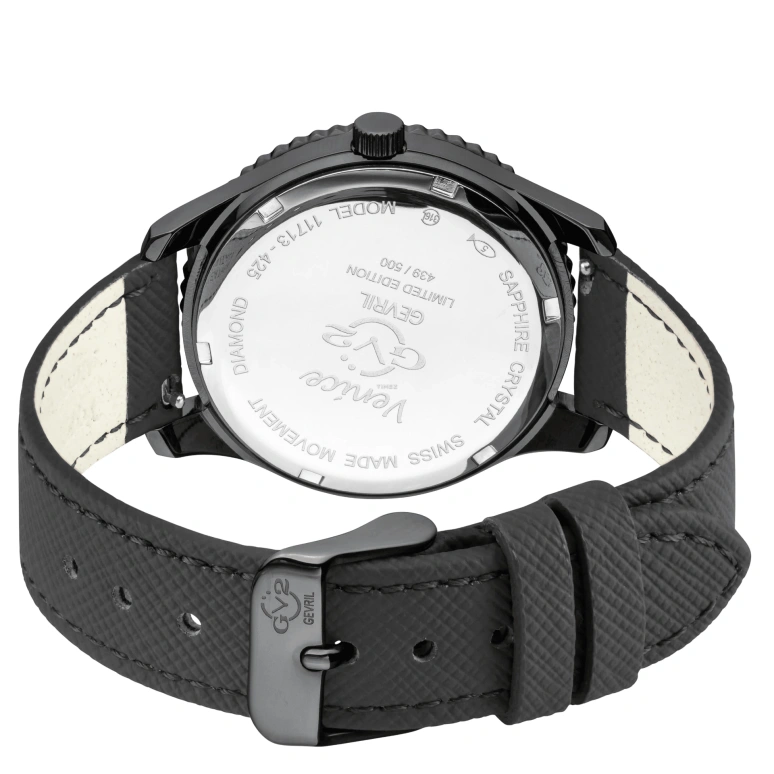 Gevril,Venice 39mm,39mm,Stainless Steel,Black,Quartz,Sapphire,Round,11713,11713-425-V3