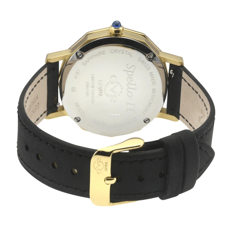 Gevril,Spello 36mm,36mm,Stainless Steel,Black,Quartz,Sapphire,Crystal Glass,Twelve edge,14515