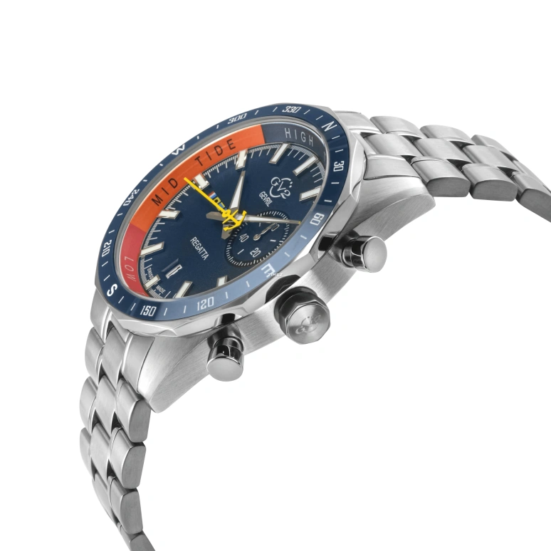 Gevril,Regatta 42mm,42mm,Stainless Steel,Blue,Quartz,Day,Tide,42702B