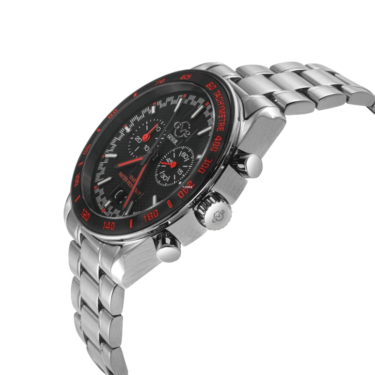 Gevril,Freccia 43mm,43mm,Stainless Steel,Black,Quartz,Chronograph,Big Date,42900B