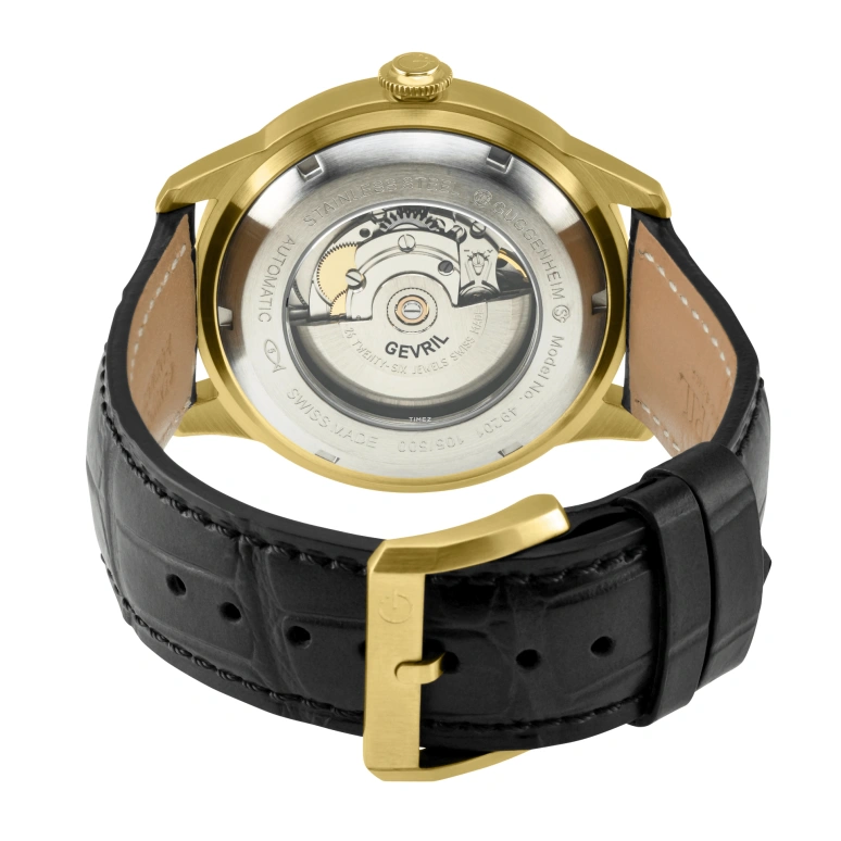 Gevril,Guggenheim 44mm,44mm,Stainless Steel,Black,Automatic,Day,Sapphire,49203