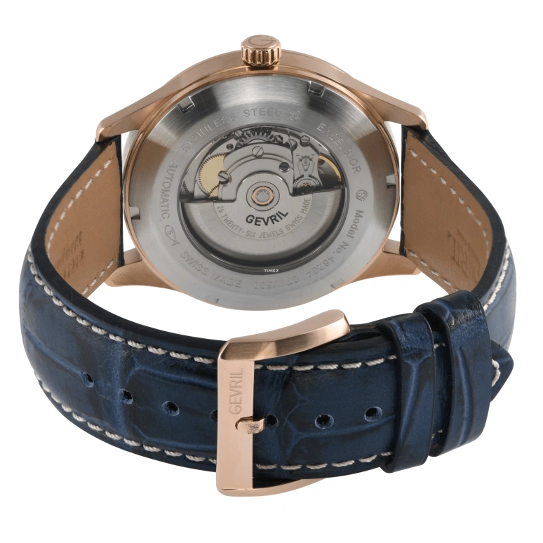 Gevril,Excelsior 42mm,42mm,Stainless Steel,Blue,Automatic,Date,Day,48204