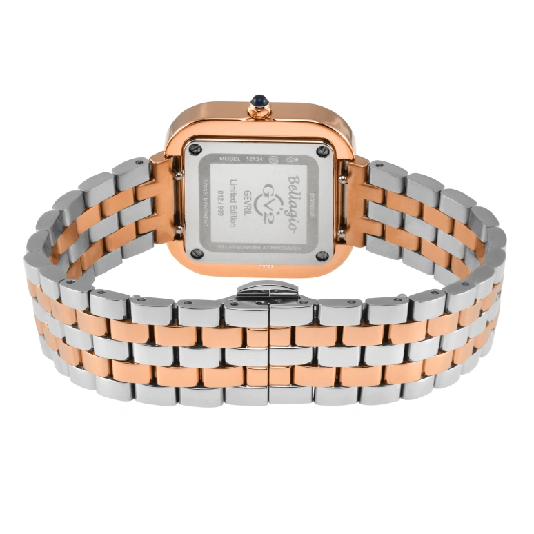 Gevril,Bellagio 30mm,30mm,Stainless Steel,Silver White,Quartz,Sapphire,Square,12134B