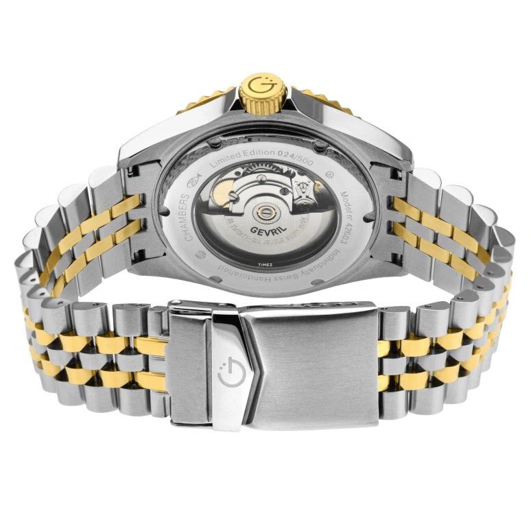Gevril,Chambers 42mm,42mm,Stainless Steel,Blue,Automatic,Day,38hours,42603
