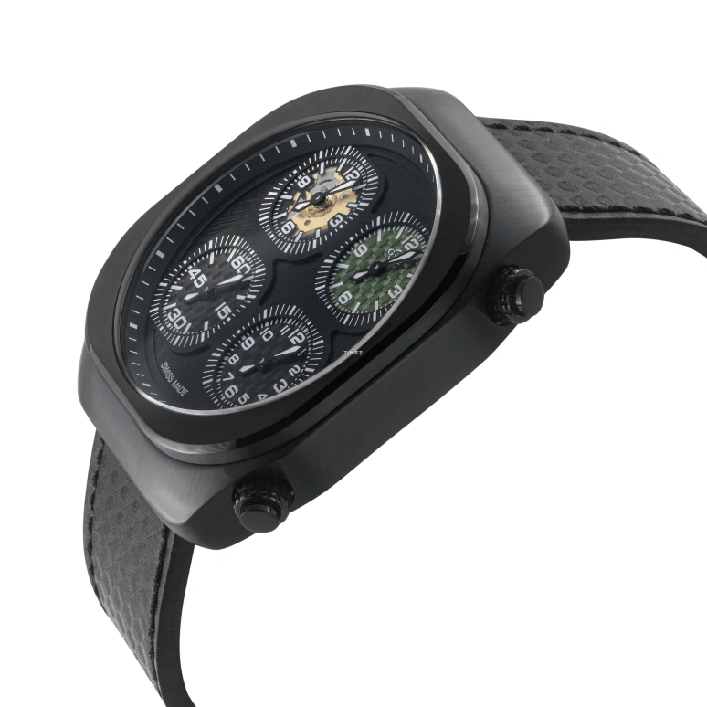 Gevril,GV2 Quattro Zone 46mm,46mm,Stainless Steel,Black,Quartz,World Time,Sapphire,43403