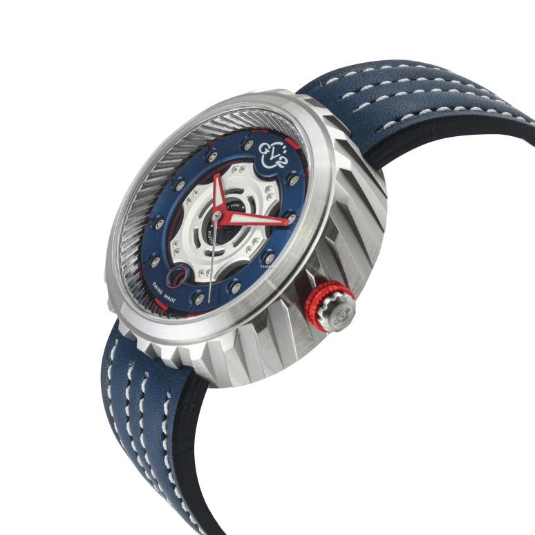 Gevril,Motorcycle 43mm,43mm,Stainless Steel,Blue,Automatic,Day,38hours,13201