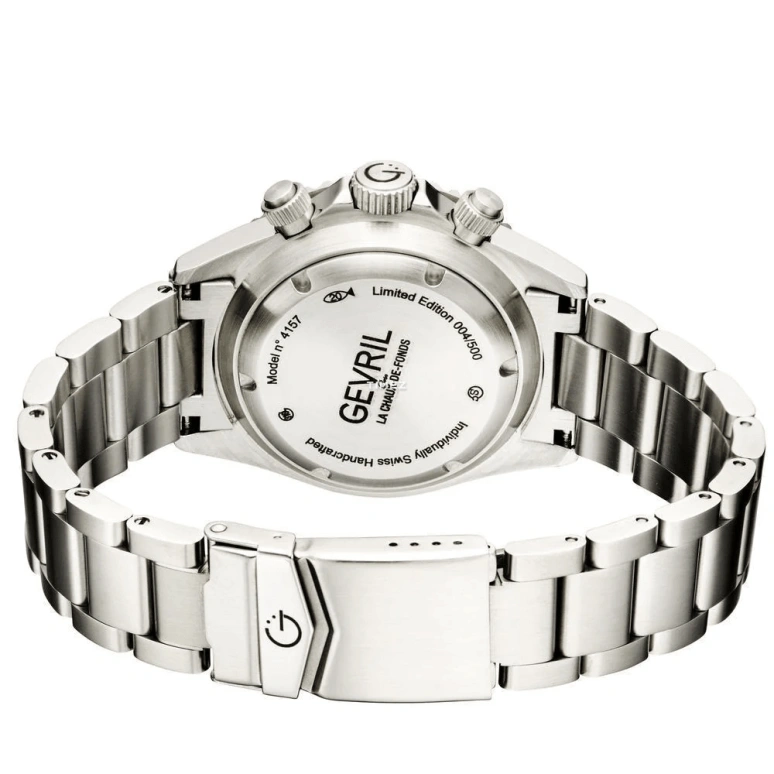 Gevril,Wall Street 43mm,43mm,Stainless Steel,Black,Automatic,Chronograph,Day,4157A