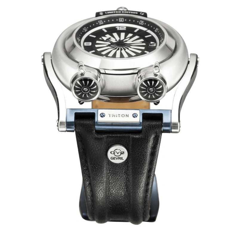 Gevril,Triton 49mm,49mm,Stainless Steel,Black,Automatic,Sapphire,Crystal Glass,Round,3400