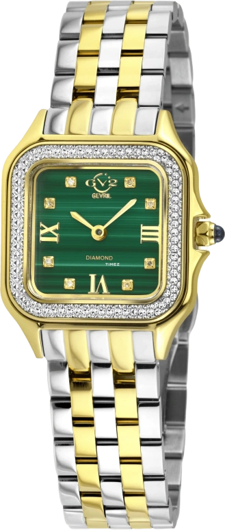 Gevril,Milan 27.50mm,27.50mm,Stainless Steel,Green,Quartz,Sapphire,Square,121131B