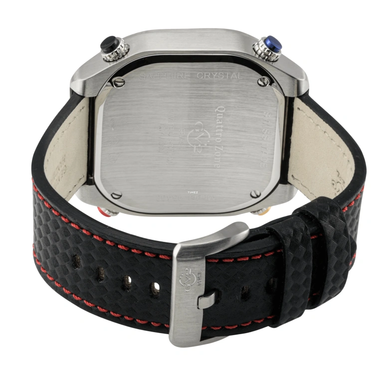 Gevril,GV2 Quattro Zone 46mm,46mm,Stainless Steel,Black,Quartz,World Time,Sapphire,43400
