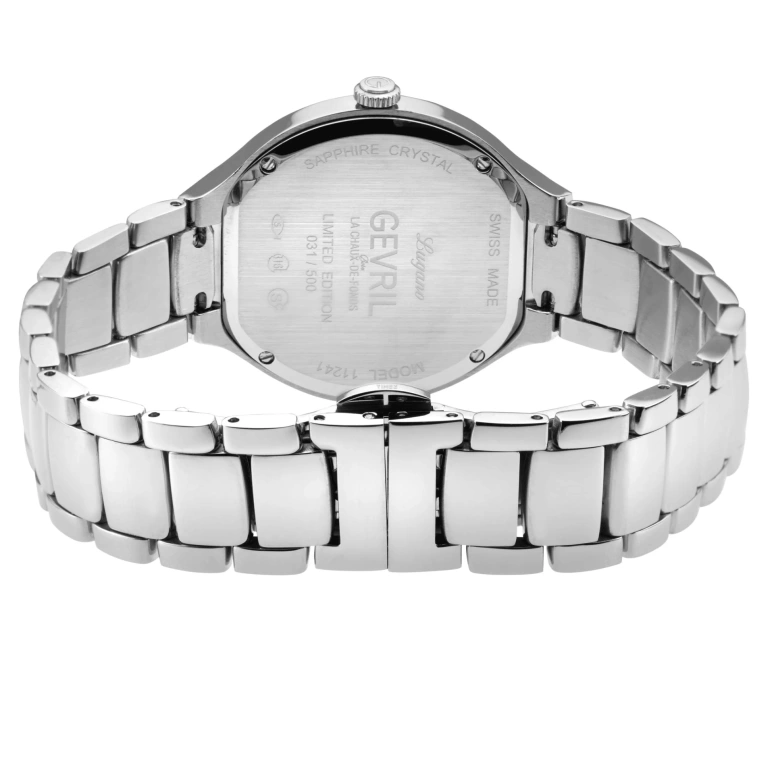 Gevril,Lugano 38mm,38mm,Stainless Steel,White,Quartz,Sapphire,Tonneau,11241B