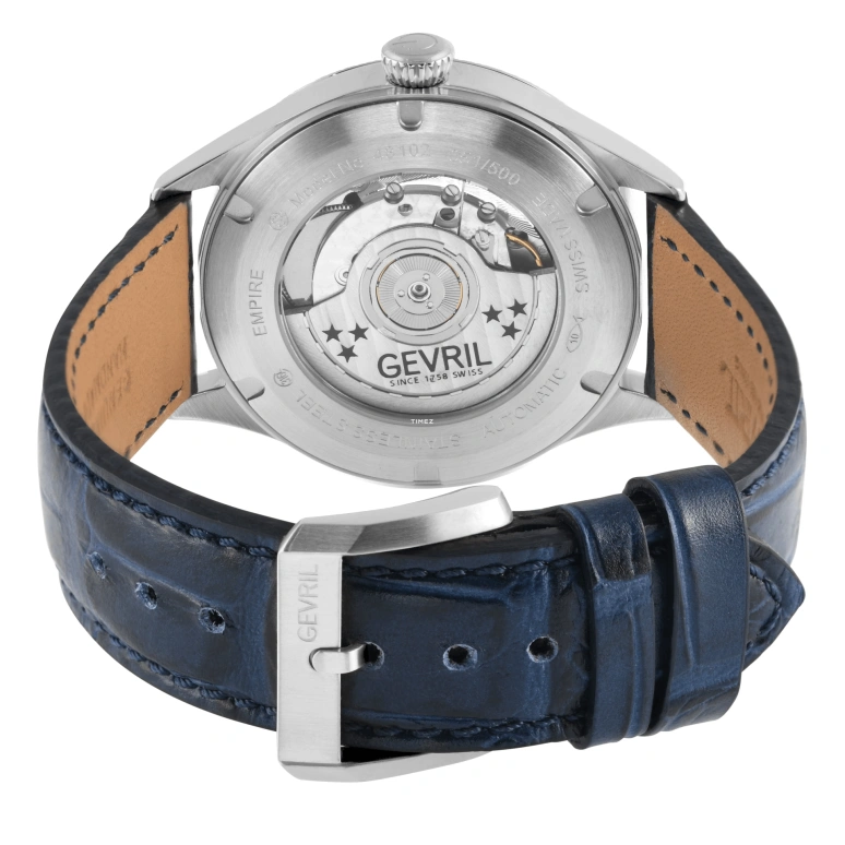 Gevril,Empire 40mm,40mm,Stainless Steel,Blue,Automatic,Day,Sapphire,48102