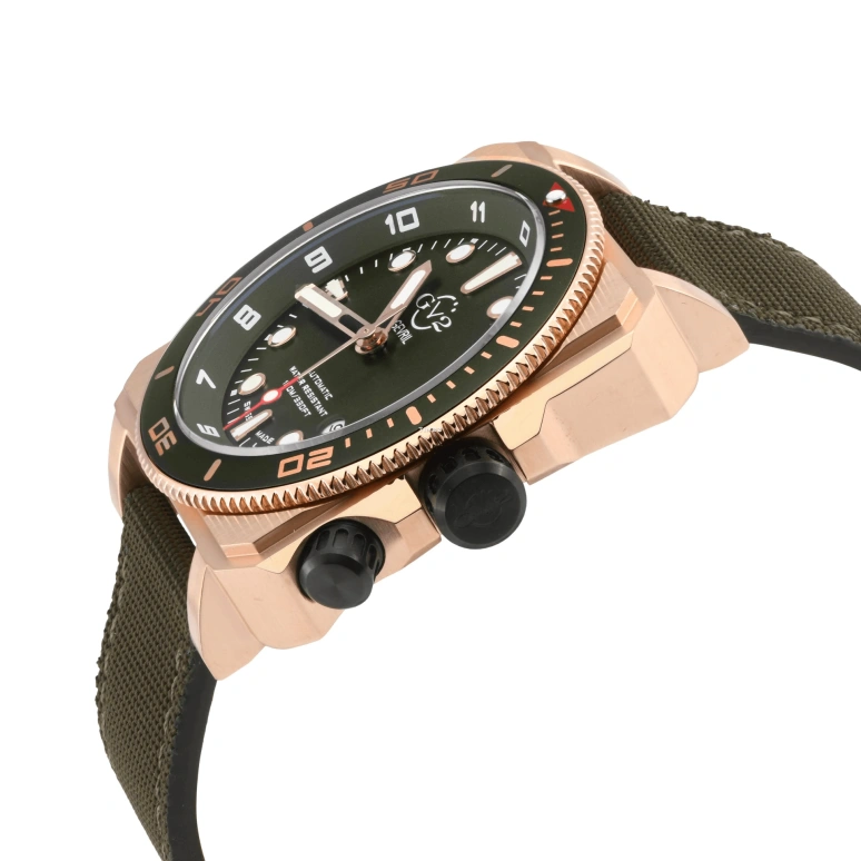 Gevril,XO Submarine 44mm,44mm,Stainless Steel,Olive Green,Automatic,Day,Dule Time,4543
