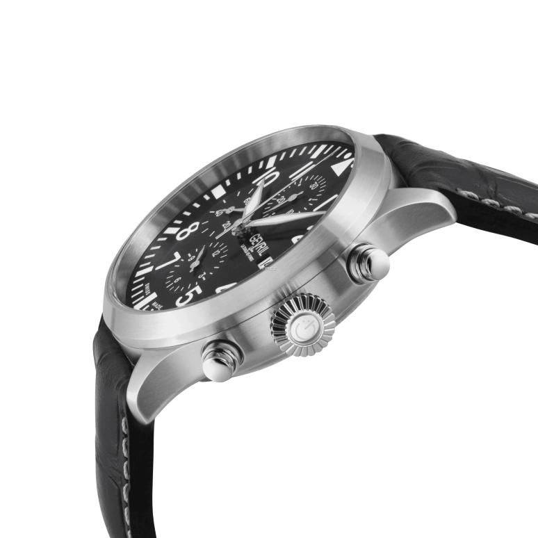 Gevril,Vaughn Pilot 44mm,44mm,Stainless Steel,Silver,Automatic,Chronograph,Day,47100