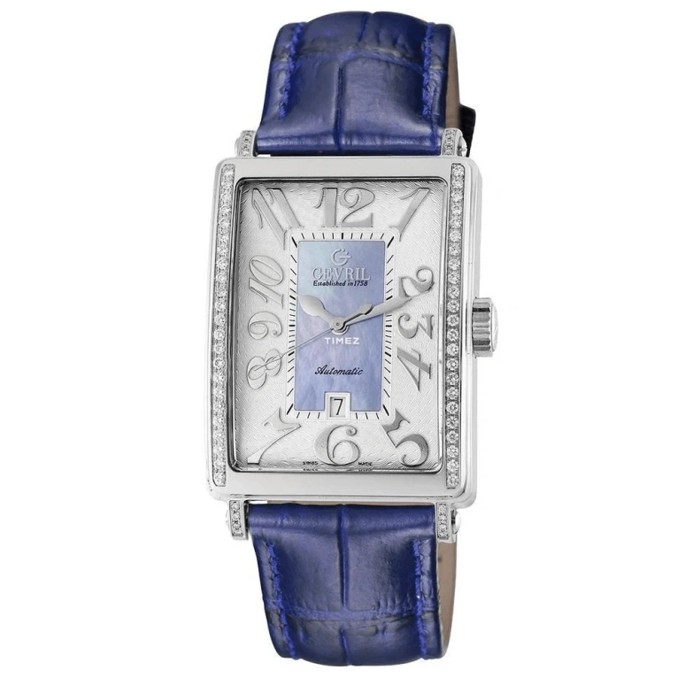 Gevril,Avenue of Americas 44mm,44mm,Stainless Steel,Blue,Silver,Automatic,Day,Sapphire,Crystal Glass,6207NE