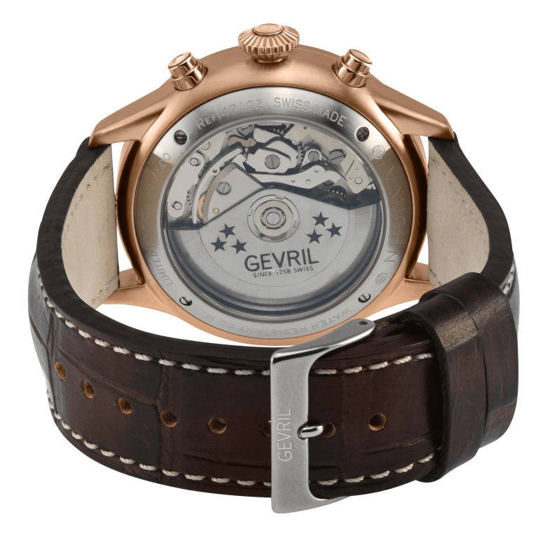Gevril,Vaughn Pilot 44mm,44mm,Stainless Steel,Black,Automatic,Chronograph,Day,47103,47103-1