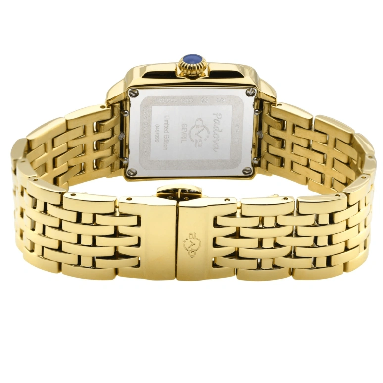 Gevril,Padova 28.50mm,28.50mm,Stainless Steel,Blue,Quartz,Sapphire,Rectangular,12333B