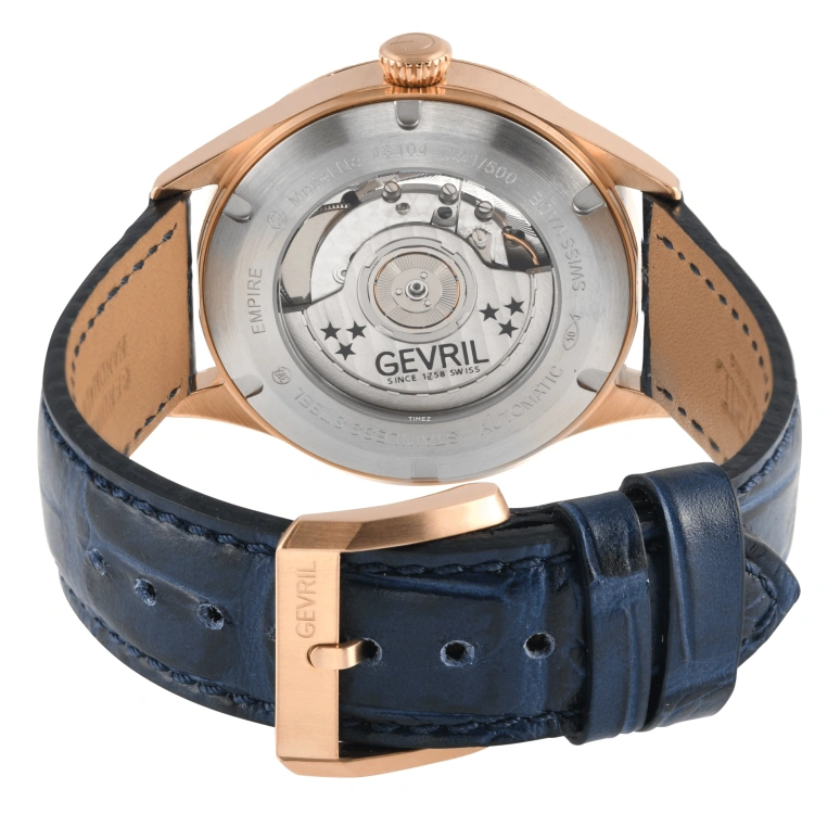 Gevril,Empire 42mm,42mm,Stainless Steel,Blue,Automatic,Day,Sapphire,48104