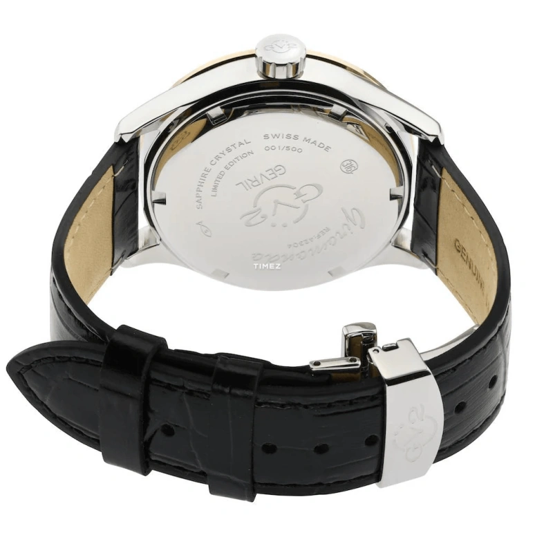 Gevril,Giromondo 42mm,42mm,Stainless Steel,Green,Quartz,Day,Dule Time,42304