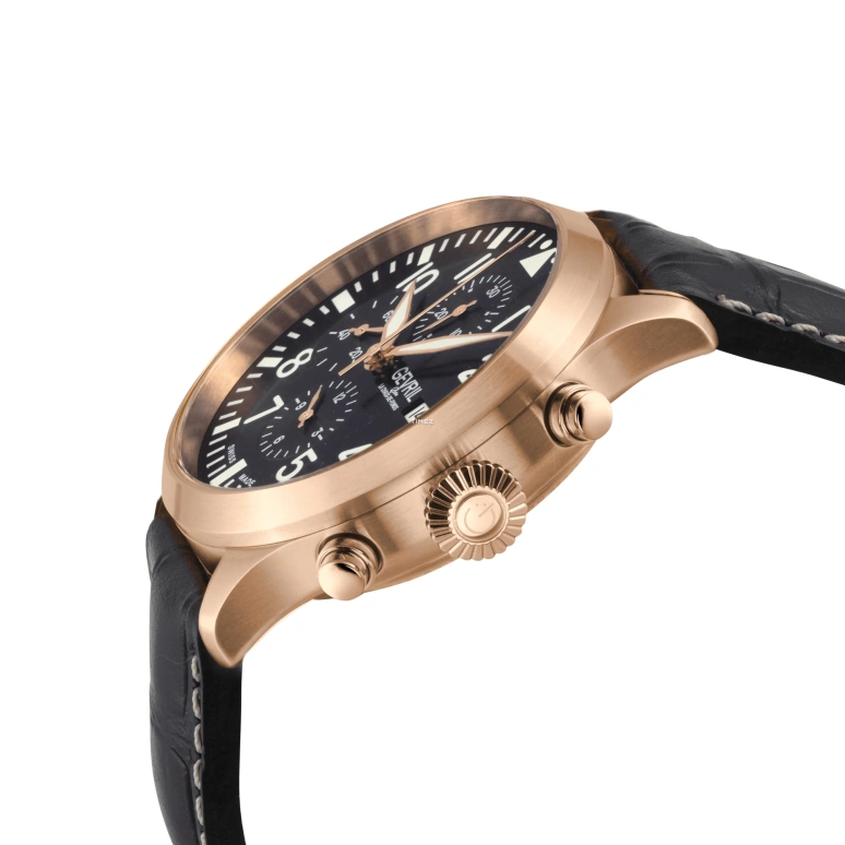 Gevril,Vaughn Pilot 44mm,44mm,Stainless Steel,Black,Automatic,Chronograph,Day,47103