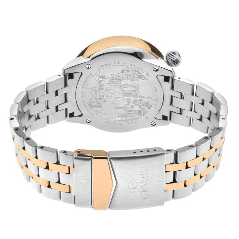 Gevril,Wallabout 44mm,44mm,Stainless Steel,White,Automatic,Day,Sapphire,48563