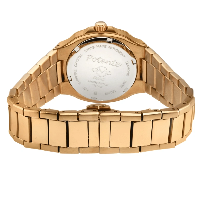Gevril,Potente 33mm,33mm,Stainless Steel,White,Quartz,Sapphire,Cushion,18202B