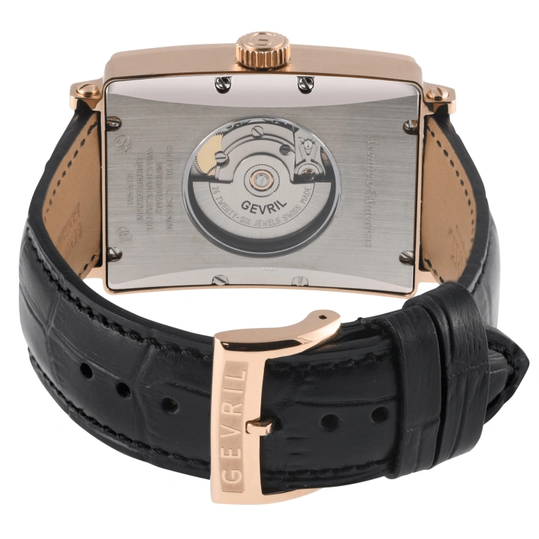 Gevril,Avenue of Americas 44mm,44mm,Stainless Steel,Black,Automatic,Day,38hours,15201,15201-2