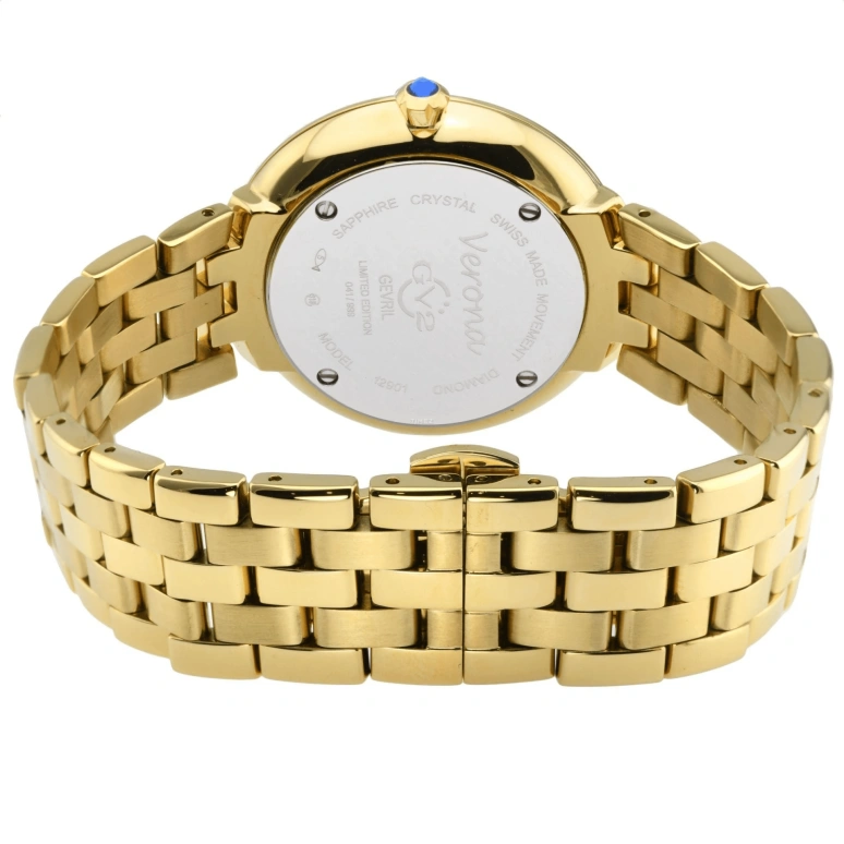 Gevril,Verona 37mm,37mm,Stainless Steel,White,Quartz,Day,Sapphire,12901B