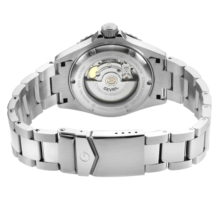 Gevril,Wall Street 39mm,39mm,Stainless Steel,Blue,Automatic,Day,38hours,4751B