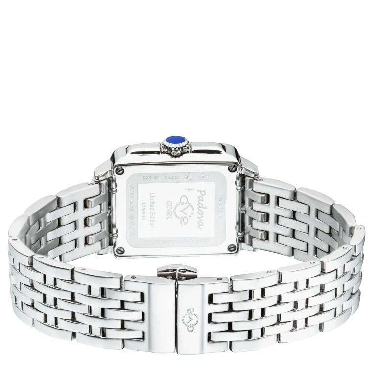 Gevril,Padova 28.50mm,28.50mm,Stainless Steel,Black,Quartz,Sapphire,Rectangular,12308B
