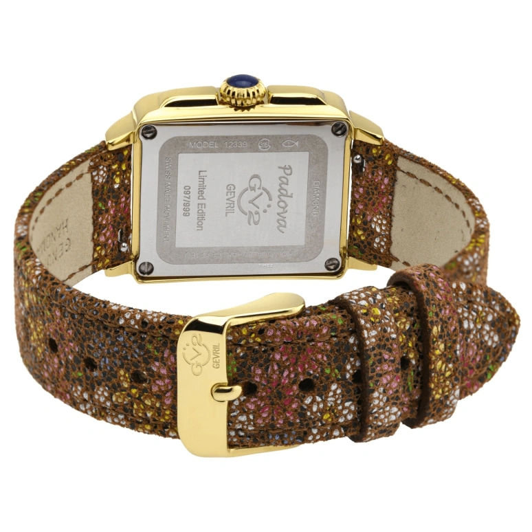 Gevril,Padova 28.50mm,28.50mm,Stainless Steel,Dual,Silver White,White,Quartz,Sapphire,Rectangular,12339F