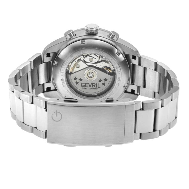 Gevril,Yorkville 43mm,43mm,Stainless Steel,Black,Automatic,Chronograph,Date,Day,48624B
