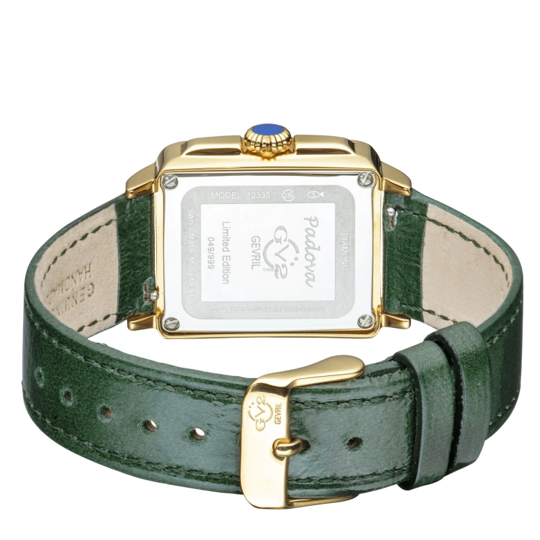 Gevril,Padova 28.50mm,28.50mm,Stainless Steel,Dual,Green,White,Quartz,Sapphire,Rectangular,12335
