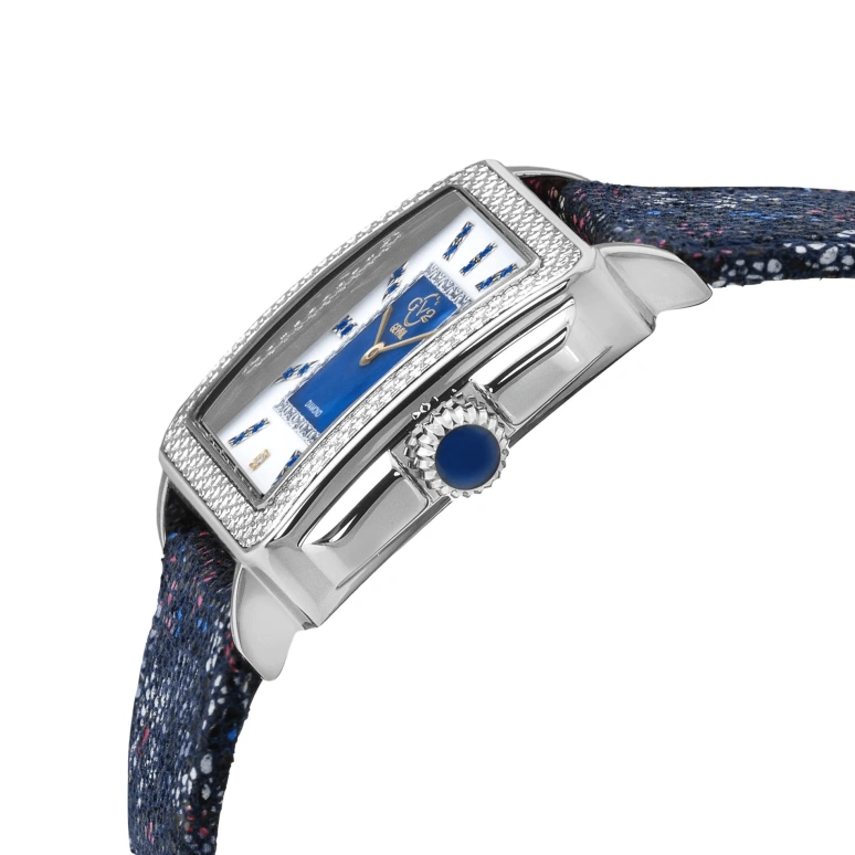 Gevril,Padova 28.50mm,28.50mm,Stainless Steel,Blue,White,Quartz,Sapphire,Rectangular,12332F