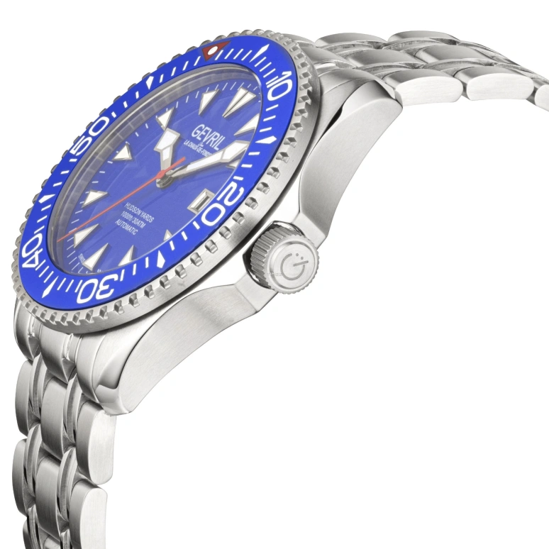 Gevril,Hudson Yards 43mm,43mm,Stainless Steel,Blue,Automatic,Day,38hours,48801