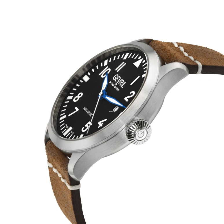 Gevril,Vaughn Pilot 44mm,44mm,Stainless Steel,Black,Automatic,Day,38hours,43504