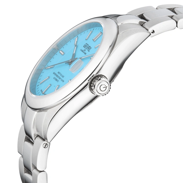 Gevril,West Village 40mm,40mm,Stainless Steel,Sky Blue,Automatic,Day,38hours,48911
