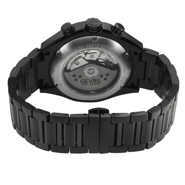 Gevril,Ascari 43mm,43mm,Stainless Steel,Black,Automatic,Chronograph,Day,48312B