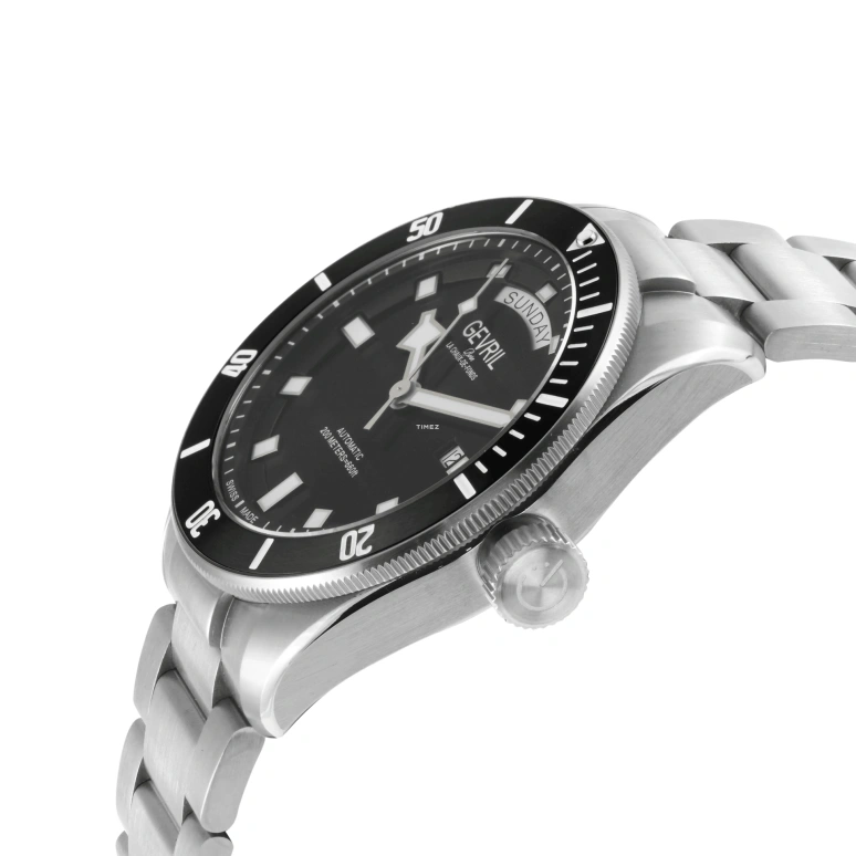 Gevril,Yorkville 43mm,43mm,Stainless Steel,Black,Automatic,Date,Day,48630B