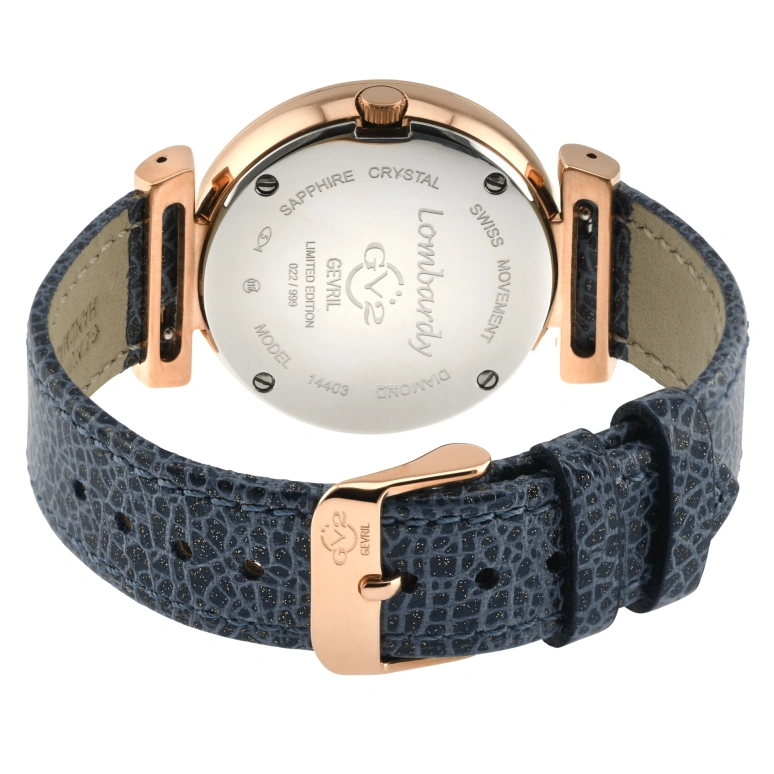 Gevril,Lombardy 36mm,36mm,Stainless Steel,Dark Blue,Quartz,Sapphire,Round,14403