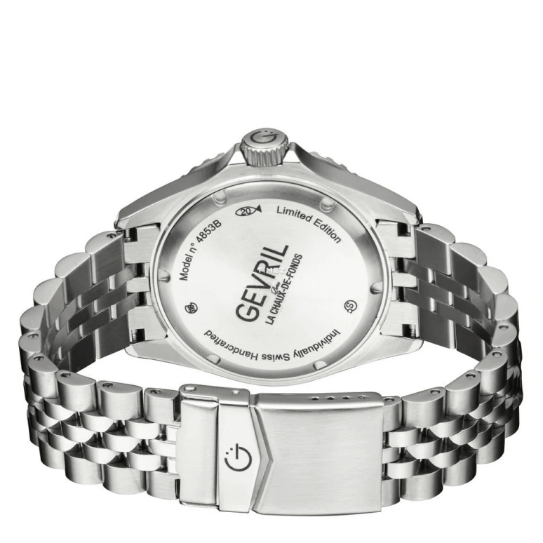 Gevril,Wall Street 43mm,43mm,Stainless Steel,Blue,Automatic,Day,38hours,4853B