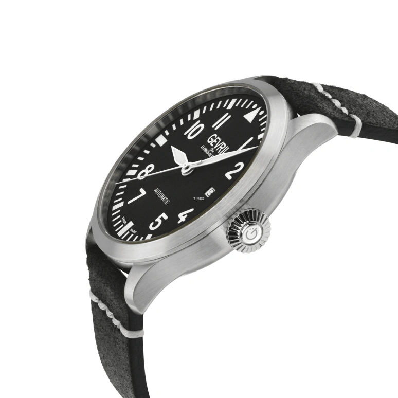 Gevril,Vaughn Pilot 44mm,44mm,Stainless Steel,Black,Automatic,Day,38hours,43502