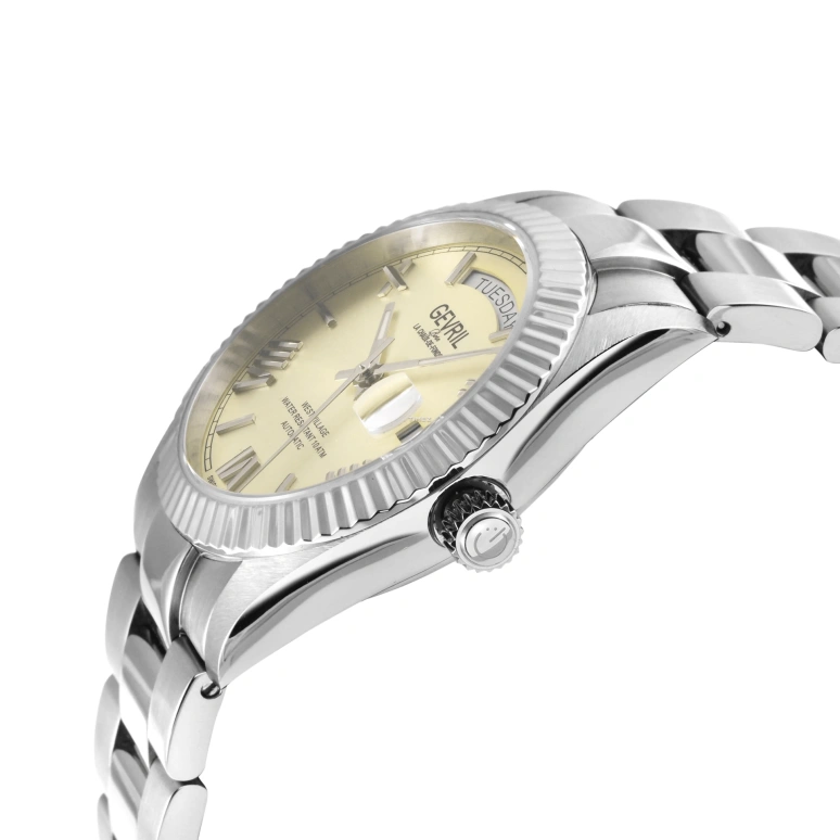 Gevril,West Village 40mm,40mm,Stainless Steel,White,Automatic,Date,Day,48951B