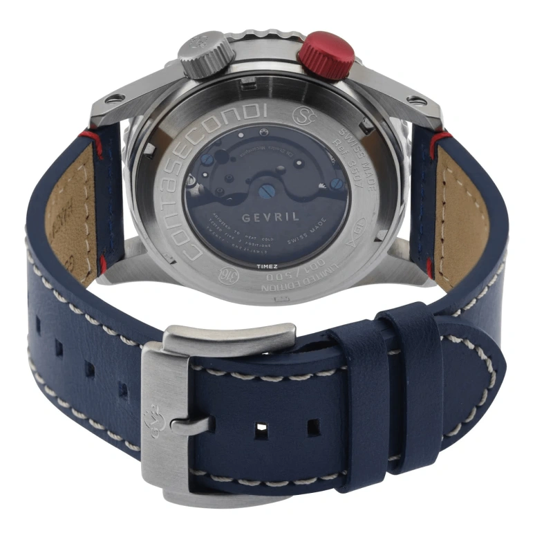 Gevril,Contasecondi 44mm,44mm,Stainless Steel,Blue,Automatic,Day,38hours,3507S