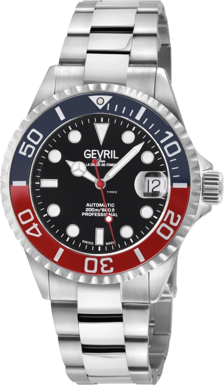 Gevril,Wall Street 39mm,39mm,Stainless Steel,Black,Automatic,Day,38hours,4769B